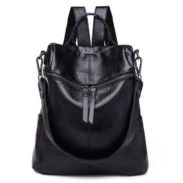 Frauen Rucksack PU Leder Daypack Mode Rucksäcke Weibliche Mochila Feminine Casual Große Kapazität Vintage Schulter Taschen