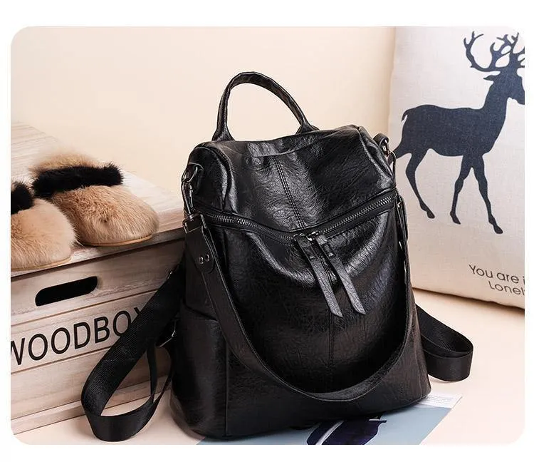Frauen Rucksack PU Leder Daypack Mode Rucksäcke Weibliche Mochila Feminine Casual Große Kapazität Vintage Schulter Taschen