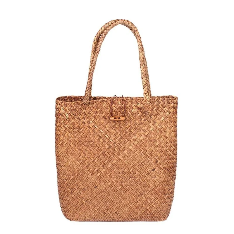 Rattan stroh tasche blumenkorb lagerung tote weiblichen taschen reisehandtasche einkaufen geflochtene handtasche für frauen mädchen