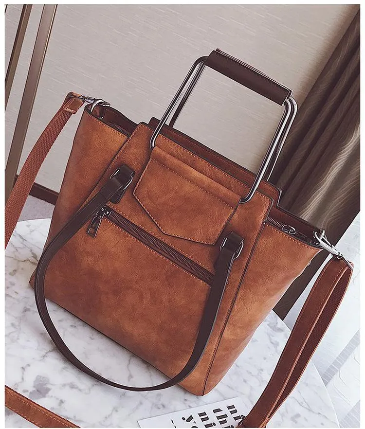 Lederhandtaschen Design schwarz lässig Tote große Reise Damen Umhängetaschen Messenger Bag J09PT02