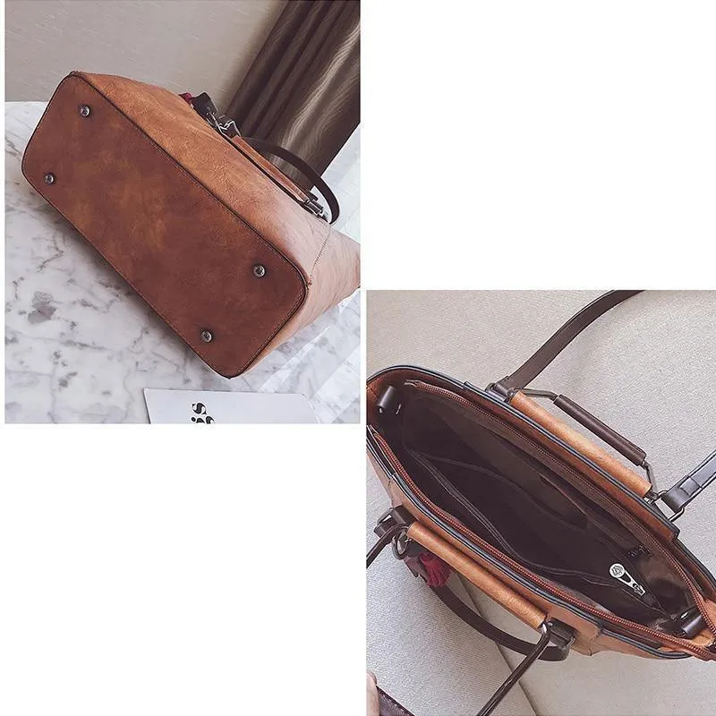 Lederhandtaschen Design schwarz lässig Tote große Reise Damen Umhängetaschen Messenger Bag J09PT02