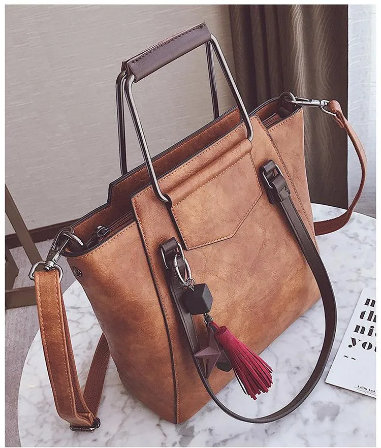 Lederhandtaschen Design schwarz lässig Tote große Reise Damen Umhängetaschen Messenger Bag J09PT02