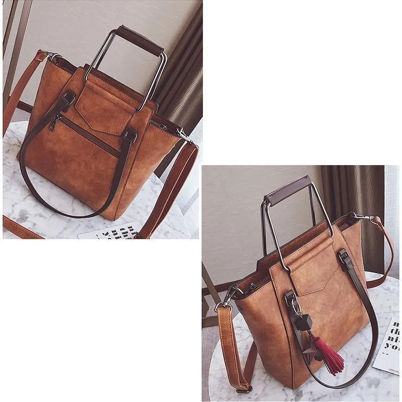 Lederhandtaschen Design schwarz lässig Tote große Reise Damen Umhängetaschen Messenger Bag J09PT02