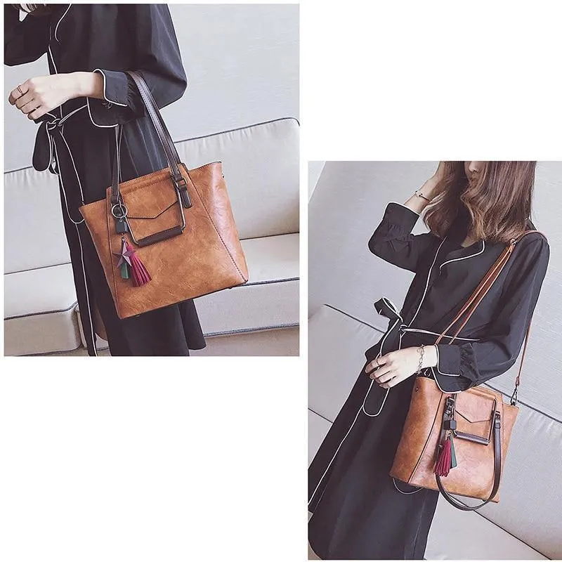 Lederhandtaschen Design schwarz lässig Tote große Reise Damen Umhängetaschen Messenger Bag J09PT02