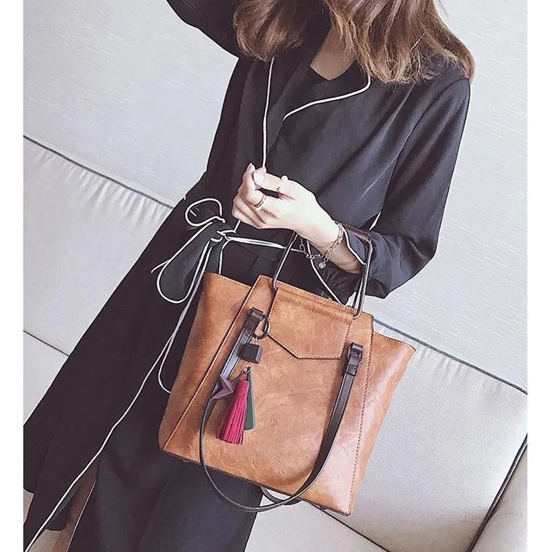 Lederhandtaschen Design schwarz lässig Tote große Reise Damen Umhängetaschen Messenger Bag J09PT02