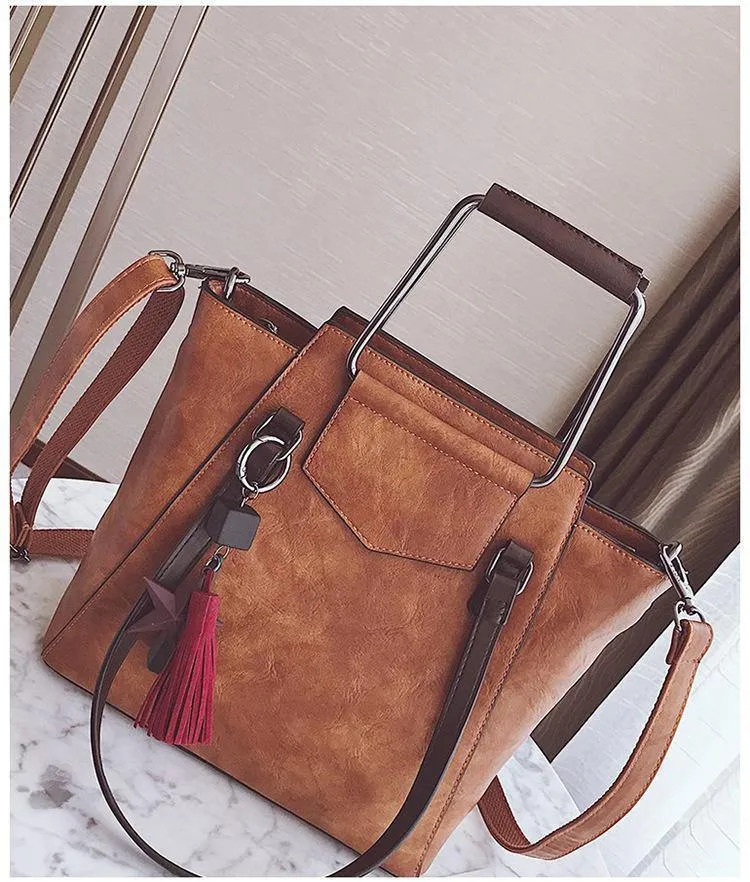 Lederhandtaschen Design schwarz lässig Tote große Reise Damen Umhängetaschen Messenger Bag J09PT02