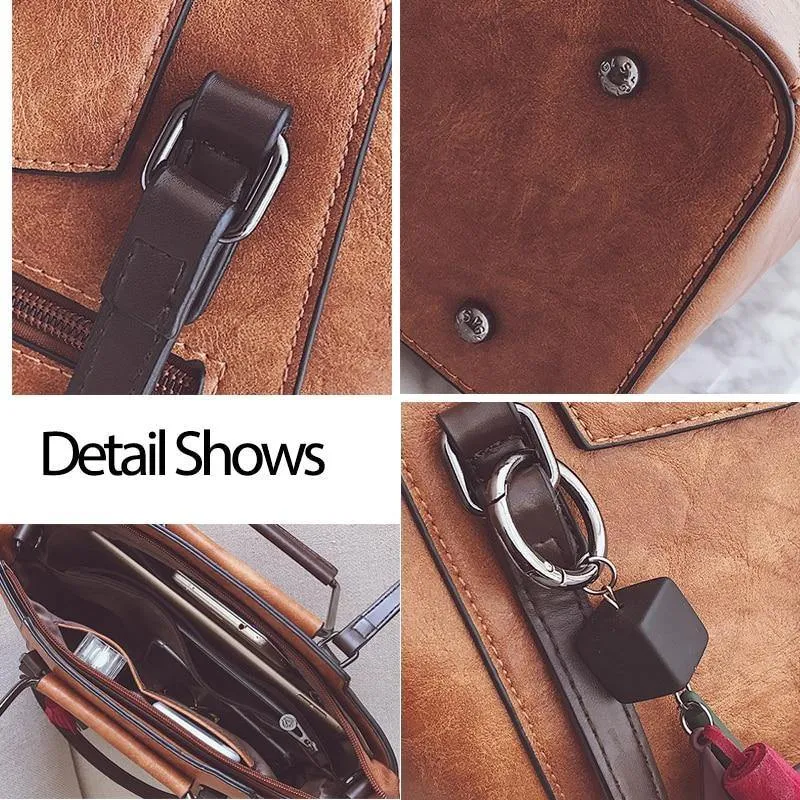 Lederhandtaschen Design schwarz lässig Tote große Reise Damen Umhängetaschen Messenger Bag J09PT02