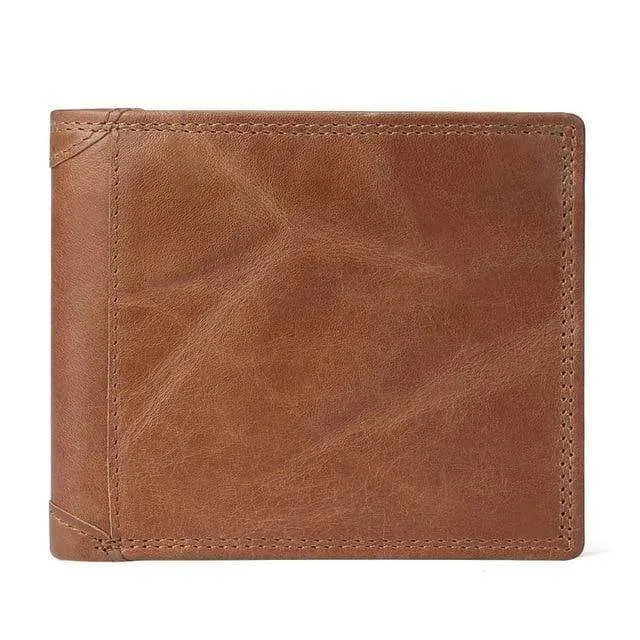 Herren-Geldbörse aus Rindsleder mit Münzfach, Vintage-Geldbörsenfunktion für Herren, braune Geldbörse aus echtem Leder mit Kartenhaltern