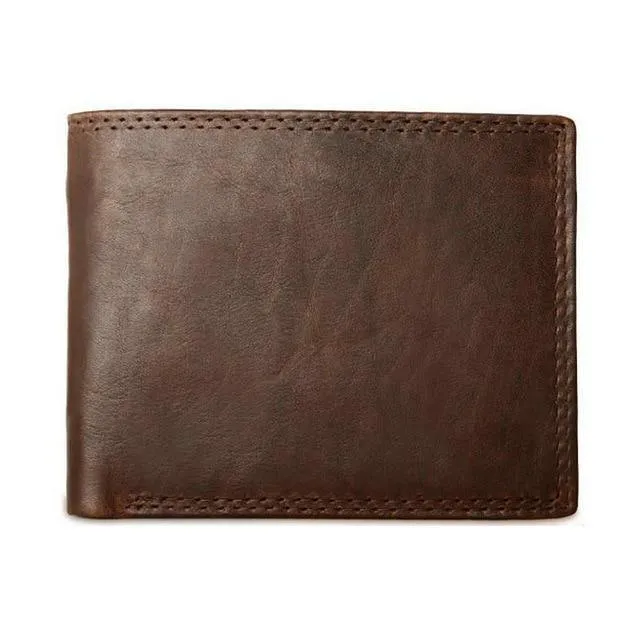 Herren-Geldbörse aus Rindsleder mit Münzfach, Vintage-Geldbörsenfunktion für Herren, braune Geldbörse aus echtem Leder mit Kartenhaltern