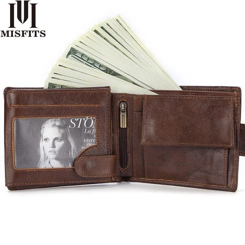 Männer Brieftasche Aus Echtem Leder Kurze Geldbörse Mode Haspe Brieftasche Für Männliche Portomonee mit Karte Halter Foto Halter