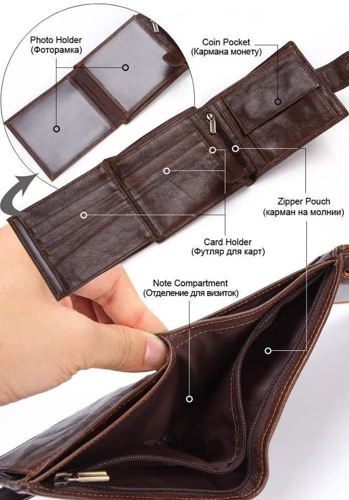 Männer Brieftasche Aus Echtem Leder Kurze Geldbörse Mode Haspe Brieftasche Für Männliche Portomonee mit Karte Halter Foto Halter