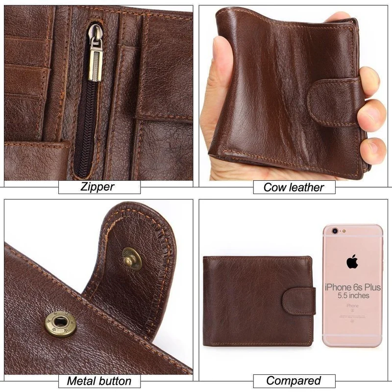 Männer Brieftasche Aus Echtem Leder Kurze Geldbörse Mode Haspe Brieftasche Für Männliche Portomonee mit Karte Halter Foto Halter