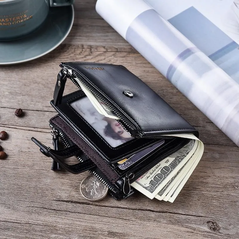 Geldbörse PU-Leder Herrenbrieftasche Haspe Design Kleine Herrenbrieftaschen mit Reißverschluss Münzfach Kartenhalter Luxusbrieftasche