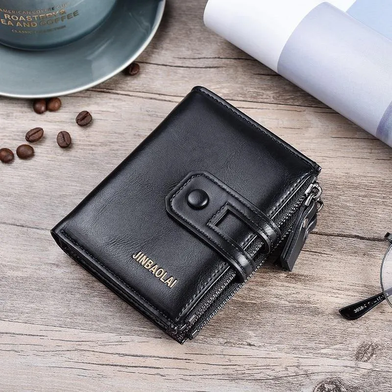 Geldbörse PU-Leder Herrenbrieftasche Haspe Design Kleine Herrenbrieftaschen mit Reißverschluss Münzfach Kartenhalter Luxusbrieftasche