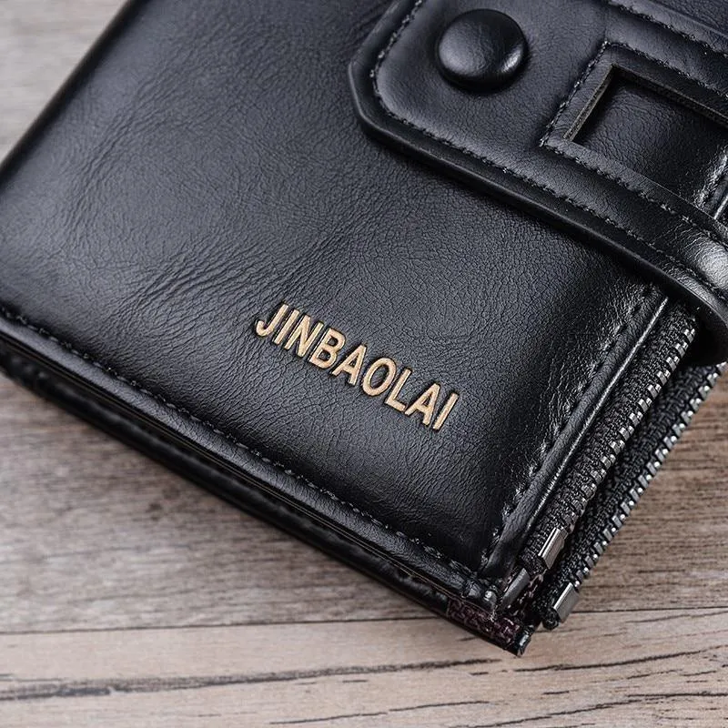 Geldbörse PU-Leder Herrenbrieftasche Haspe Design Kleine Herrenbrieftaschen mit Reißverschluss Münzfach Kartenhalter Luxusbrieftasche