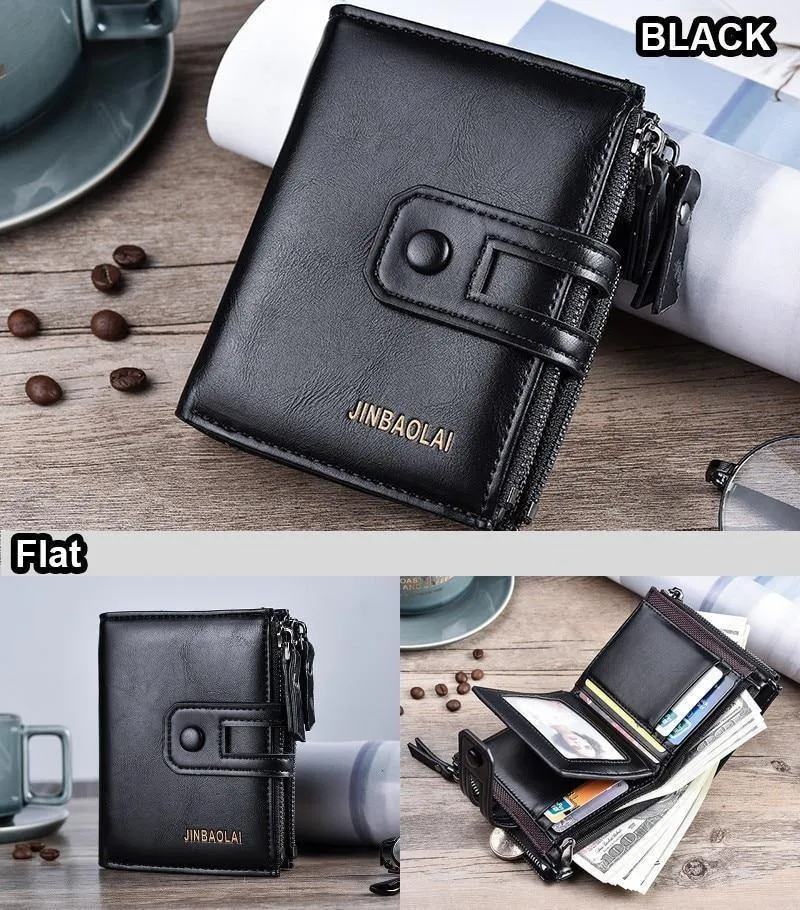 Geldbörse PU-Leder Herrenbrieftasche Haspe Design Kleine Herrenbrieftaschen mit Reißverschluss Münzfach Kartenhalter Luxusbrieftasche