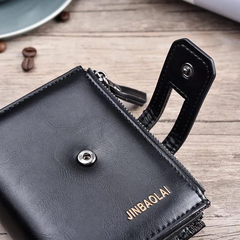 Geldbörse PU-Leder Herrenbrieftasche Haspe Design Kleine Herrenbrieftaschen mit Reißverschluss Münzfach Kartenhalter Luxusbrieftasche