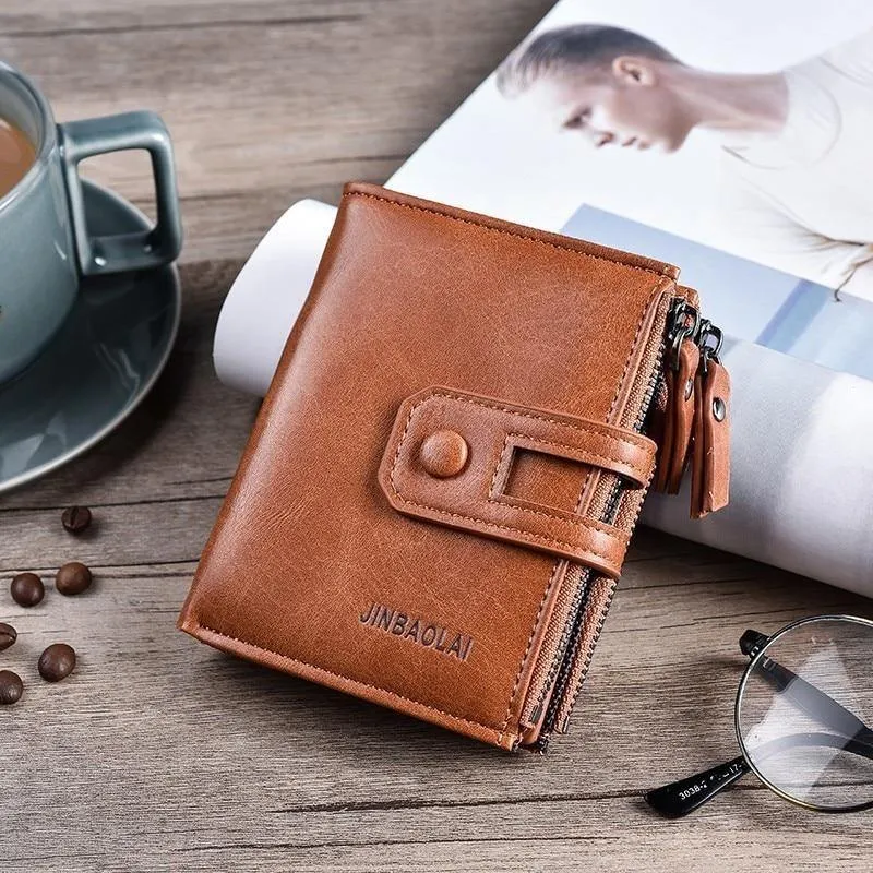 Geldbörse PU-Leder Herrenbrieftasche Haspe Design Kleine Herrenbrieftaschen mit Reißverschluss Münzfach Kartenhalter Luxusbrieftasche