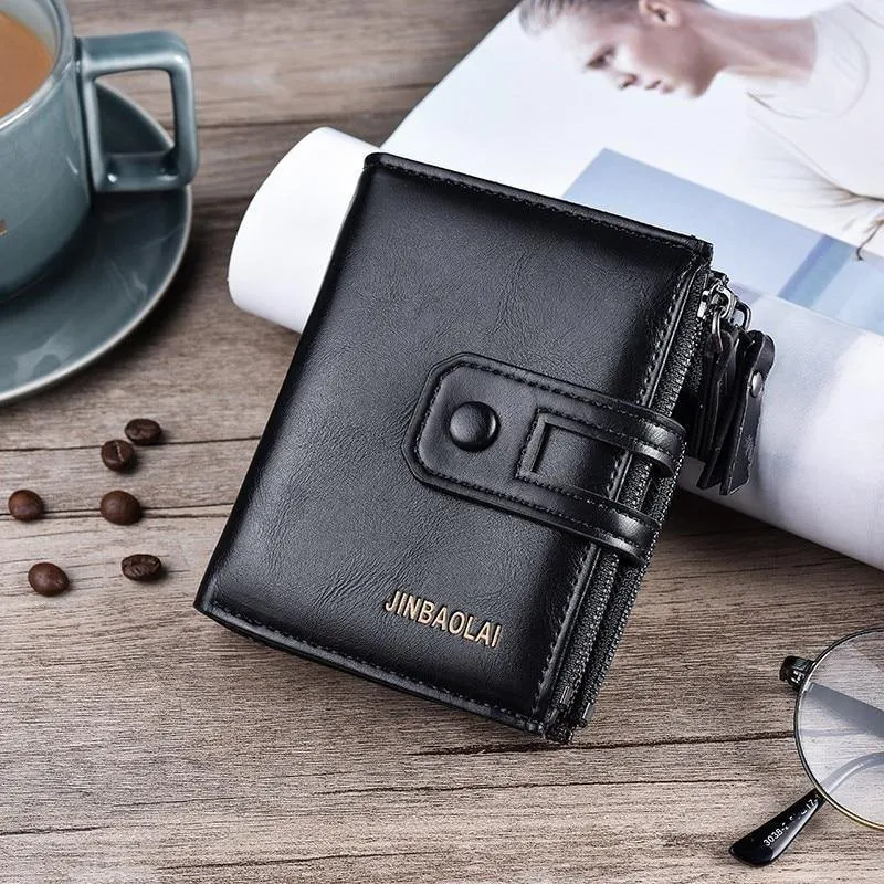 Geldbörse PU-Leder Herrenbrieftasche Haspe Design Kleine Herrenbrieftaschen mit Reißverschluss Münzfach Kartenhalter Luxusbrieftasche