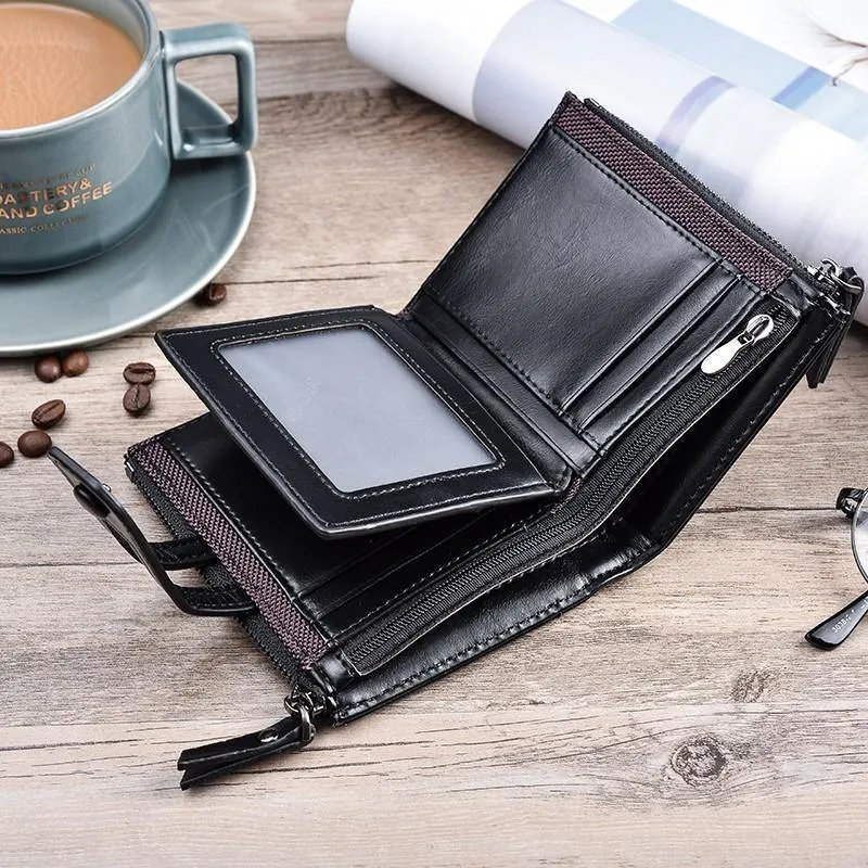 Geldbörse PU-Leder Herrenbrieftasche Haspe Design Kleine Herrenbrieftaschen mit Reißverschluss Münzfach Kartenhalter Luxusbrieftasche