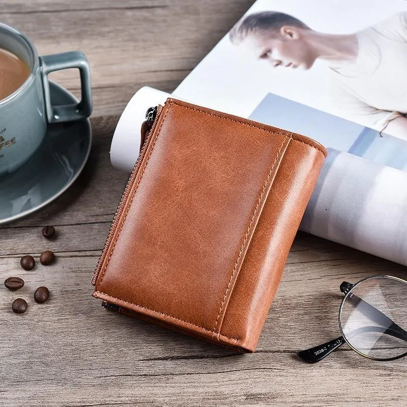 Geldbörse PU-Leder Herrenbrieftasche Haspe Design Kleine Herrenbrieftaschen mit Reißverschluss Münzfach Kartenhalter Luxusbrieftasche