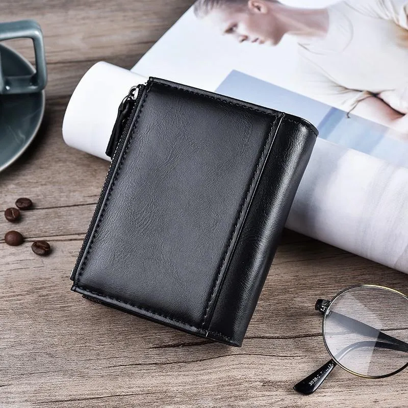 Geldbörse PU-Leder Herrenbrieftasche Haspe Design Kleine Herrenbrieftaschen mit Reißverschluss Münzfach Kartenhalter Luxusbrieftasche