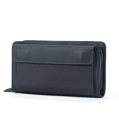 Herren Clutch Male Wallet Herren Echtleder Doppelreißverschluss Clutch Bags Geldbörse für Herren Passport Phone Wallets Kreditkarte