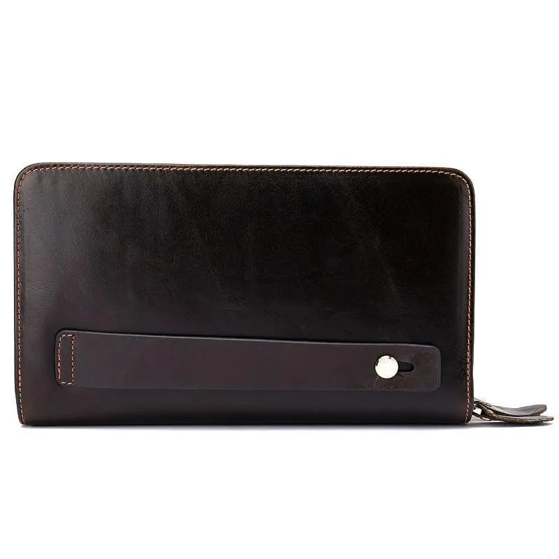 Herren Clutch Male Wallet Herren Echtleder Doppelreißverschluss Clutch Bags Geldbörse für Herren Passport Phone Wallets Kreditkarte