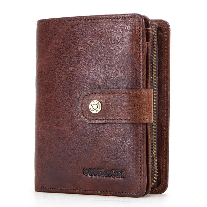 Echtes Leder RFID Vintage Geldbörse Männer mit Münzfach kurze Brieftaschen kleine Reißverschluss Geldbörse mit Kartenhalter Mann Geldbörse
