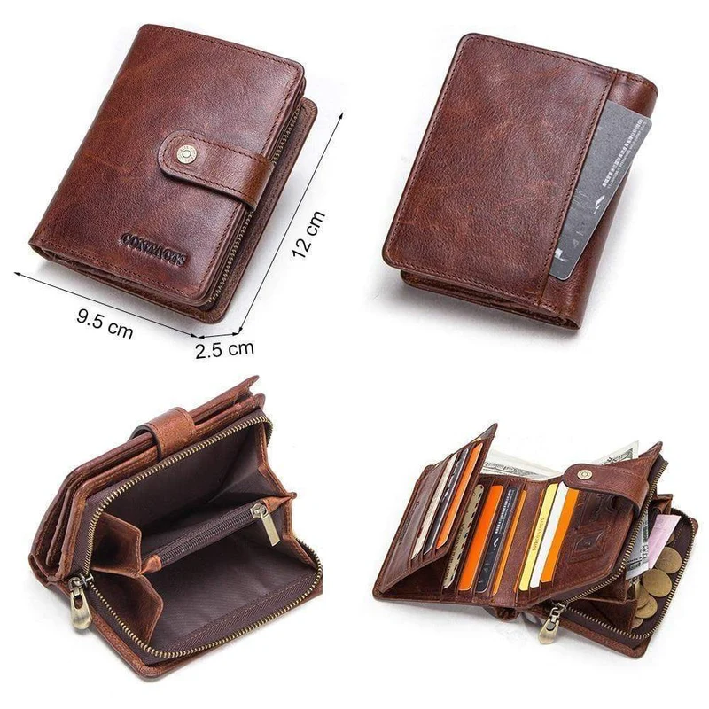 Echtes Leder RFID Vintage Geldbörse Männer mit Münzfach kurze Brieftaschen kleine Reißverschluss Geldbörse mit Kartenhalter Mann Geldbörse