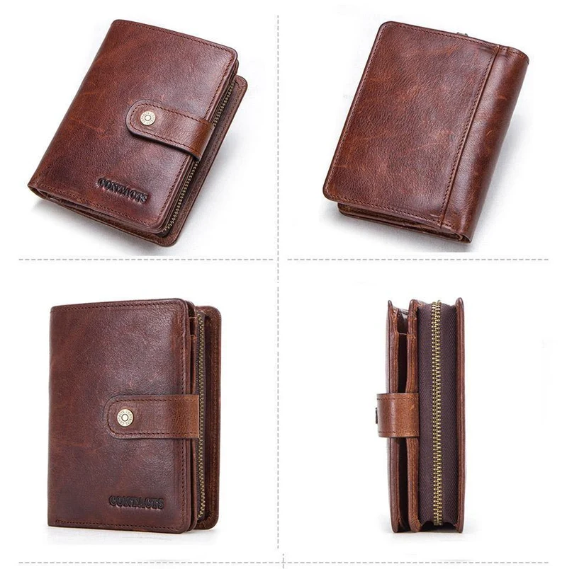Echtes Leder RFID Vintage Geldbörse Männer mit Münzfach kurze Brieftaschen kleine Reißverschluss Geldbörse mit Kartenhalter Mann Geldbörse