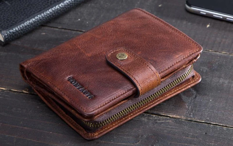 Echtes Leder RFID Vintage Geldbörse Männer mit Münzfach kurze Brieftaschen kleine Reißverschluss Geldbörse mit Kartenhalter Mann Geldbörse