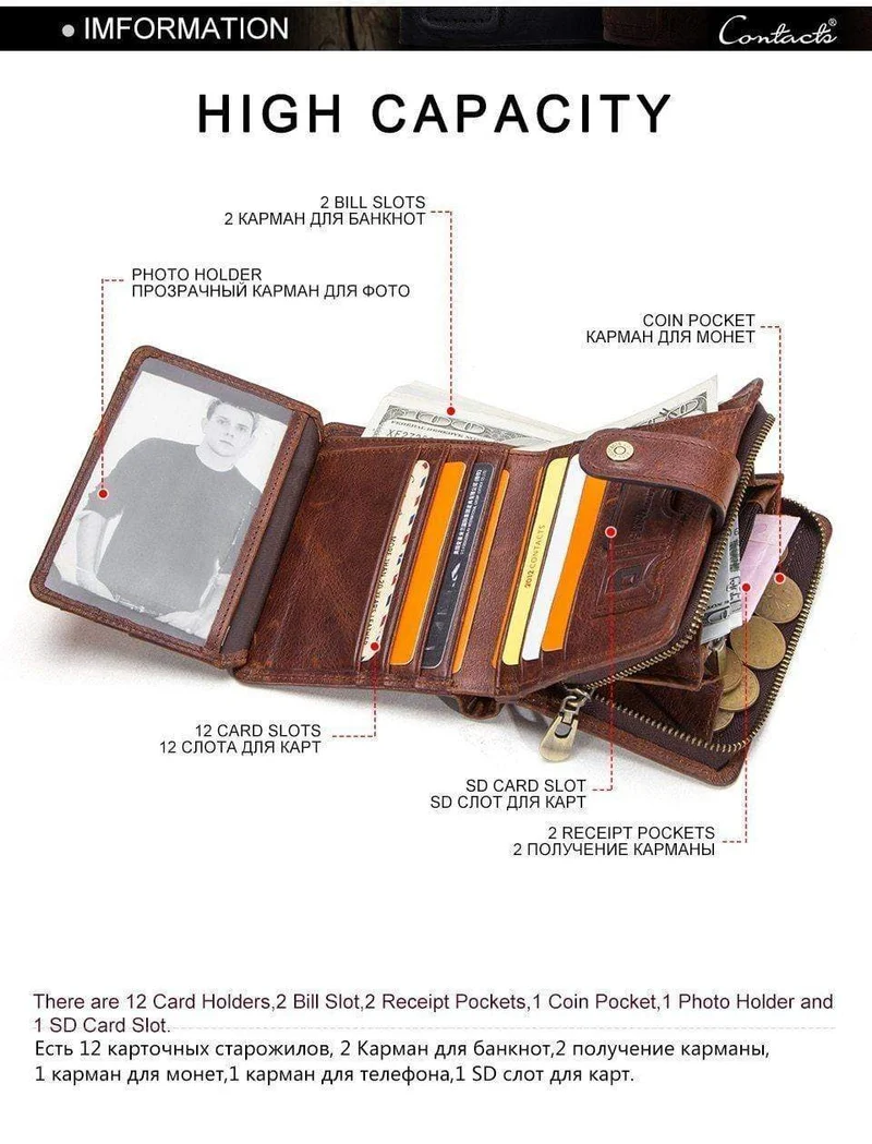 Echtes Leder RFID Vintage Geldbörse Männer mit Münzfach kurze Brieftaschen kleine Reißverschluss Geldbörse mit Kartenhalter Mann Geldbörse