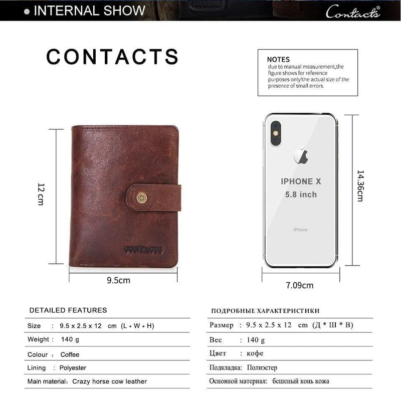Echtes Leder RFID Vintage Geldbörse Männer mit Münzfach kurze Brieftaschen kleine Reißverschluss Geldbörse mit Kartenhalter Mann Geldbörse
