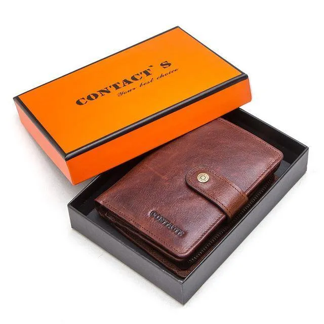 Echtes Leder RFID Vintage Geldbörse Männer mit Münzfach kurze Brieftaschen kleine Reißverschluss Geldbörse mit Kartenhalter Mann Geldbörse