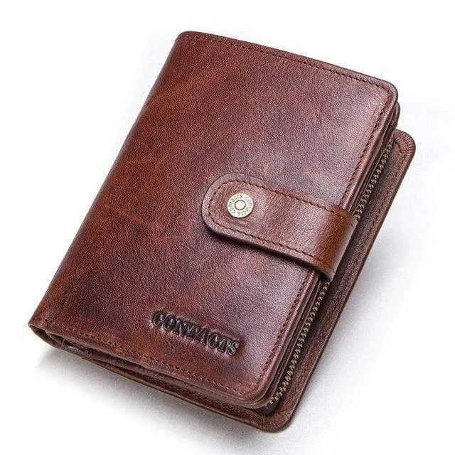Echtes Leder RFID Vintage Geldbörse Männer mit Münzfach kurze Brieftaschen kleine Reißverschluss Geldbörse mit Kartenhalter Mann Geldbörse
