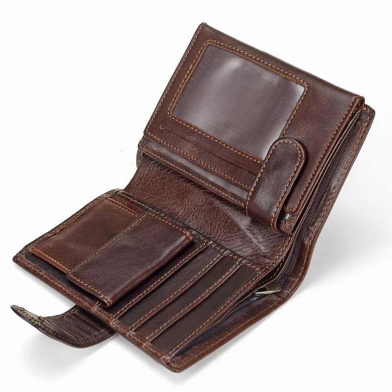 Männer Brieftasche Öl Wachs Rindsleder Echtes Leder Geldbörsen Geldbörse Kupplung Haspe Offene Top Qualität Retro Kurze Brieftasche 13.5 cm