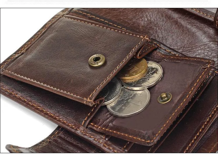 Männer Brieftasche Öl Wachs Rindsleder Echtes Leder Geldbörsen Geldbörse Kupplung Haspe Offene Top Qualität Retro Kurze Brieftasche 13.5 cm