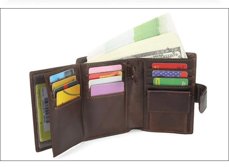 Männer Brieftasche Öl Wachs Rindsleder Echtes Leder Geldbörsen Geldbörse Kupplung Haspe Offene Top Qualität Retro Kurze Brieftasche 13.5 cm