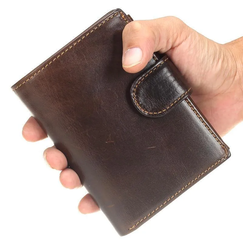 Männer Brieftasche Öl Wachs Rindsleder Echtes Leder Geldbörsen Geldbörse Kupplung Haspe Offene Top Qualität Retro Kurze Brieftasche 13.5 cm
