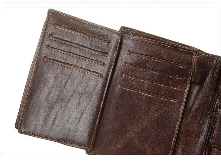 Männer Brieftasche Öl Wachs Rindsleder Echtes Leder Geldbörsen Geldbörse Kupplung Haspe Offene Top Qualität Retro Kurze Brieftasche 13.5 cm