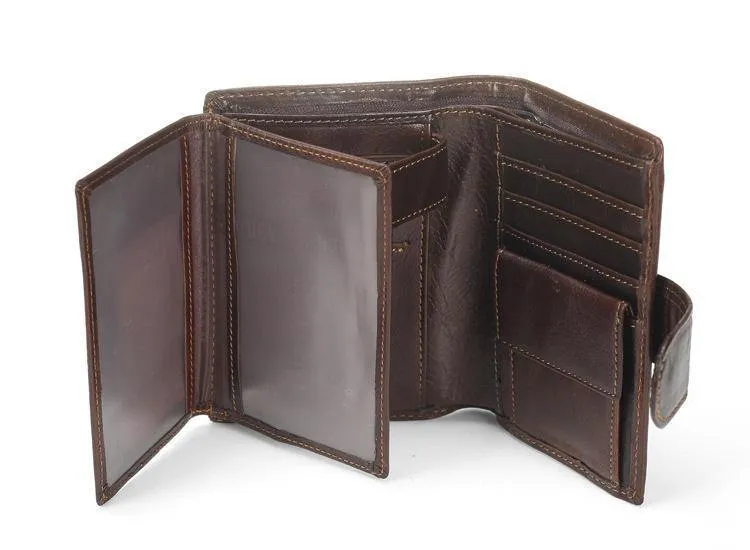Männer Brieftasche Öl Wachs Rindsleder Echtes Leder Geldbörsen Geldbörse Kupplung Haspe Offene Top Qualität Retro Kurze Brieftasche 13.5 cm