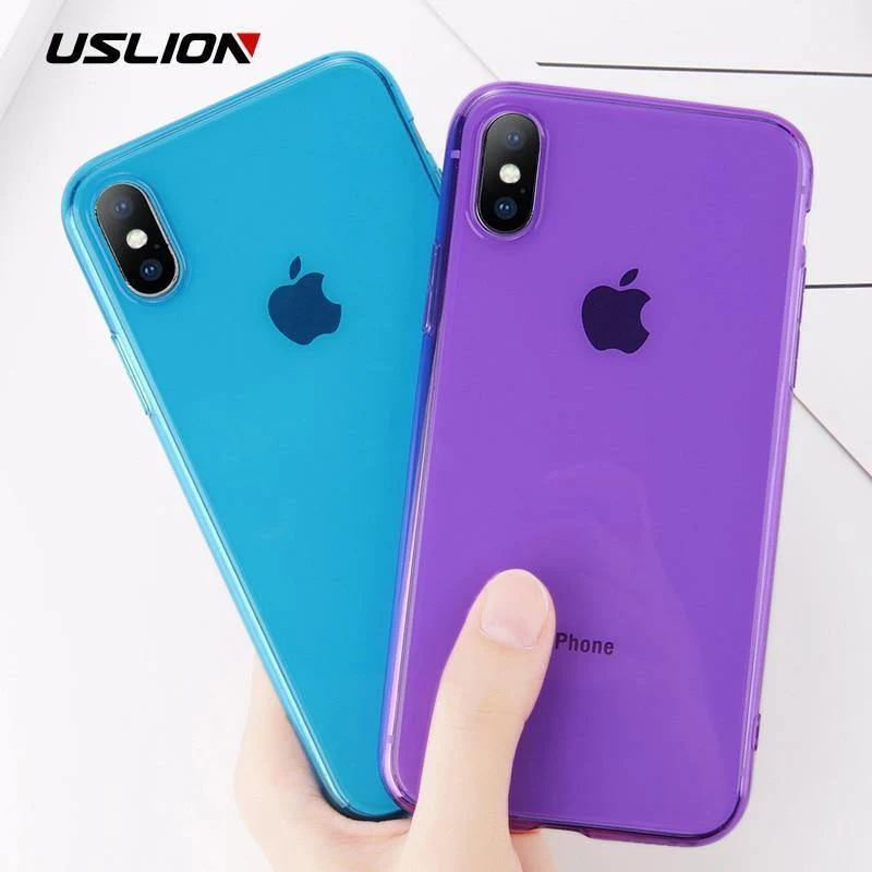USLION Clear TPU Silicone Case For iPhone X 8 Plus Ultra Thin Transparent Back Cover for iPhone 7 6 6S Plus Soft Phone Cases