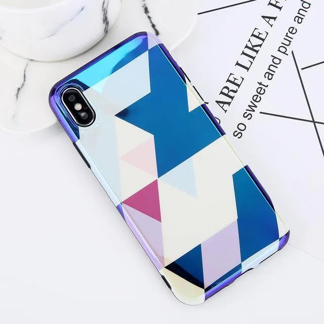 USLION Blu-ray Laser Gradient Case For iPhone X 8 Love Heart Phone Cases For iPhone 6 6S 7 8 Plus Glossy Soft Silicon Back Cover