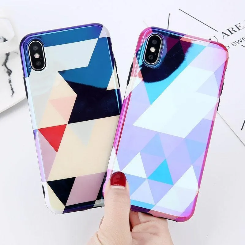 USLION Blu-ray Laser Gradient Case For iPhone X 8 Love Heart Phone Cases For iPhone 6 6S 7 8 Plus Glossy Soft Silicon Back Cover