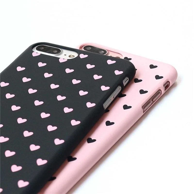 USLION Cute Couple Love Heart Case For iPhone 6 6s Plus Phone Case For iPhone X 8 7 6 Plus 5 5s SE Matte Hard PC Back Cover Case