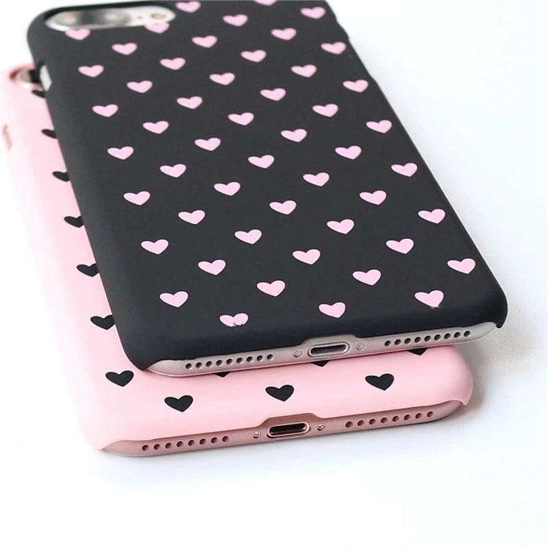 USLION Cute Couple Love Heart Case For iPhone 6 6s Plus Phone Case For iPhone X 8 7 6 Plus 5 5s SE Matte Hard PC Back Cover Case