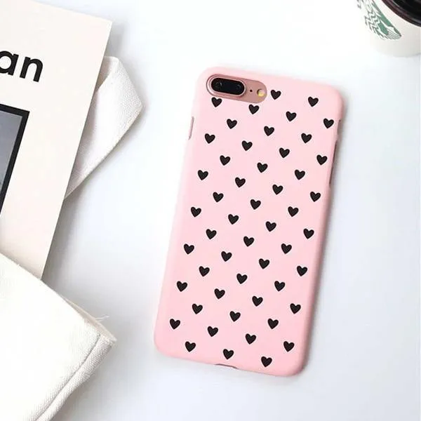 USLION Cute Couple Love Heart Case For iPhone 6 6s Plus Phone Case For iPhone X 8 7 6 Plus 5 5s SE Matte Hard PC Back Cover Case