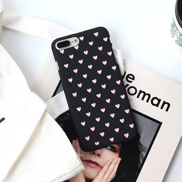 USLION Cute Couple Love Heart Case For iPhone 6 6s Plus Phone Case For iPhone X 8 7 6 Plus 5 5s SE Matte Hard PC Back Cover Case