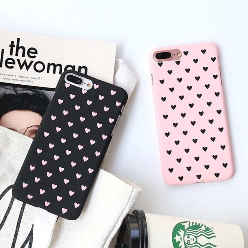 USLION Cute Couple Love Heart Case For iPhone 6 6s Plus Phone Case For iPhone X 8 7 6 Plus 5 5s SE Matte Hard PC Back Cover Case